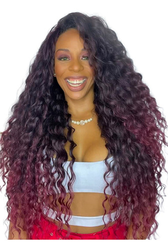 Beauty G Organic Hair, True Me, rizos abiertos, 75 cm, color: negro/rosa (t1b/pink)
