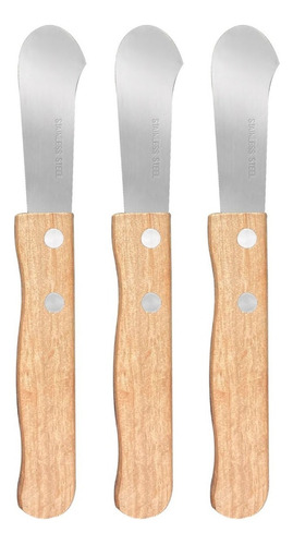 Set 3 Pcs Cuchillo Para Mantequilla Untar Acero Cocina 10339 Color Madera