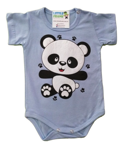 Body Para Bebe Oso Panda Estampa Relieve Manga Corta