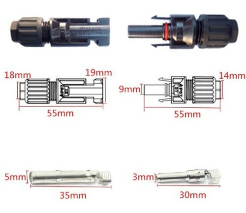 Imagem 3 de 3 de Conector Para Placas Solares Modelo Mc4