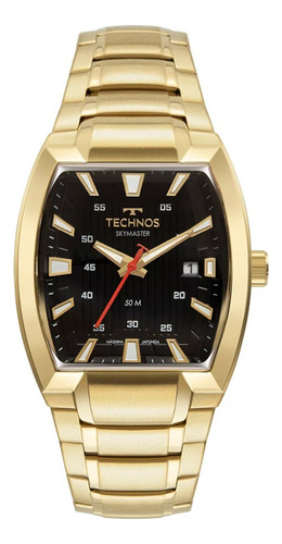# Relógio Masculino Technos Skymaster Dourado Quadrado Novo