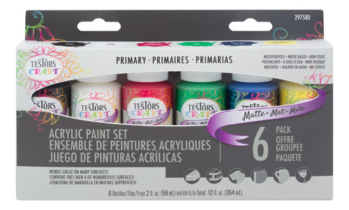 Set De 6 Acrílicos Primarios Mate 354 Ml Craft & Hobby