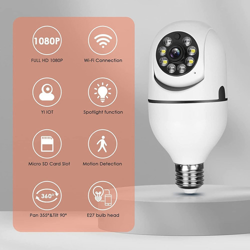 Câmera Espiã Wi-fi Ghc445sg Lâmpada Branca 2mp Full Hd