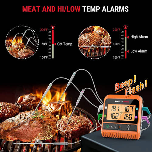 Imagen 4 de 7 de Termometro Inalambrico Thermopro Tp829 4 Sondas Cocina Carne