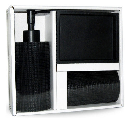 Kit Baño La Bastilla Set De Accesorios Decoración Poliresina Color Nankín Negro