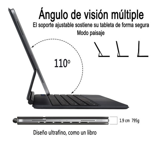 Imagen 4 de 7 de Teclado Magic Trackpad Para Apple iPad 11 2021 2020 2018 Ñ