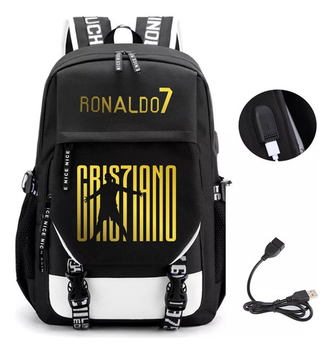 Mochila Cristiano Ronaldo Con Puerto De Carga Usb 2023