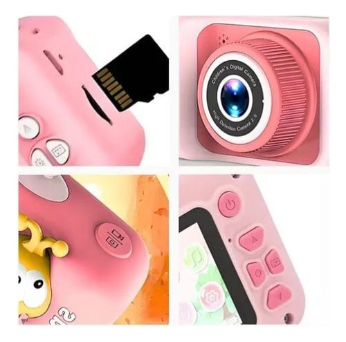 Camara Digital Retro Fotos Video Usb Niños Recargable Rosa