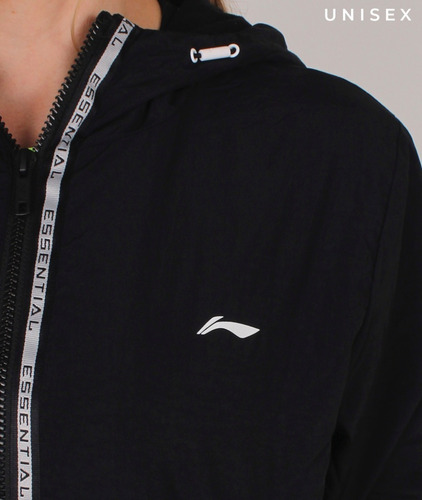 Imagen 2 de 3 de Rompevientos Negro Nuevo Capucha Li-ning Fpx