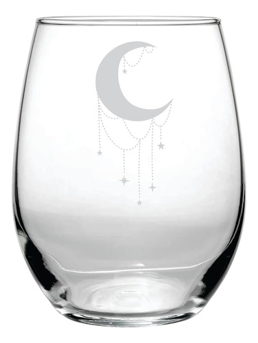  Cristal De Luna Creciente  Vaso Grabado Sin Tallo De 1...