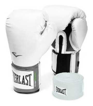Combo Box Blanco Everlast:guantes Prostyle 12 Oz+venda 120
