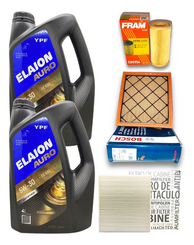 Kit 8l Aceite Ypf Elaion 5w30 Y 3 Filtros Ford Kuga 2.5 T