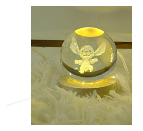 Esferas De Cristal 3d Usb Led Luz Nocturna Stitch 6 Cm Stitch 004