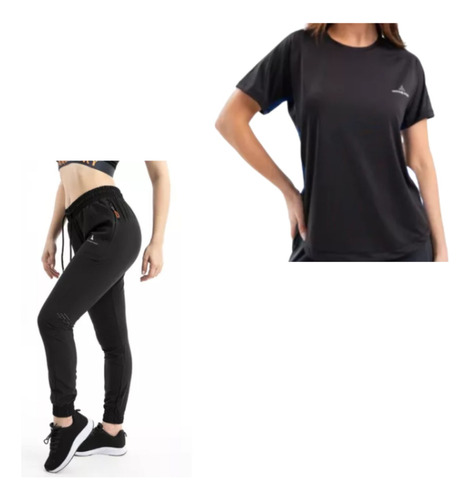 Pantalon Micofibra Dama Pmicroluxd + Remera Redadry Negro