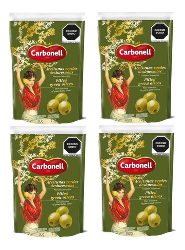 4 4 Aceitunas Verdes Carbonell Sin Hueso 180g C/u