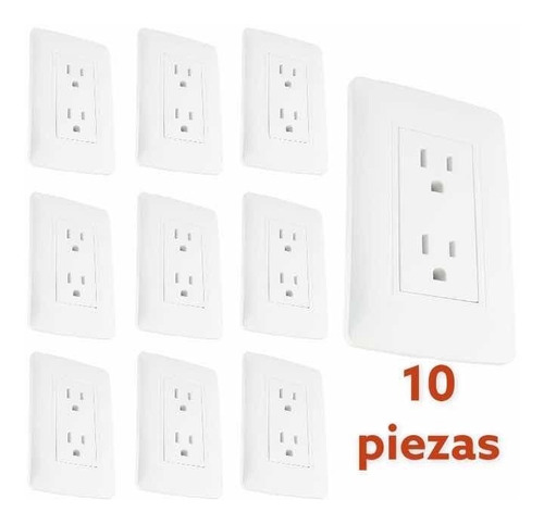 Kit De 10 Contacto Duplex 2 Polos + Tierra Linea Toscana