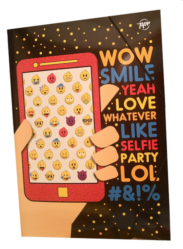 Carpeta Emoji Emoticones  3 Solapas Con Elastico V Crespo