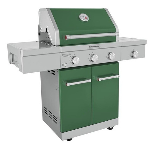 Imagen 2 de 10 de Asador Kitchenaid En Verde 3 Quemadores & 1 Lateral Gas Lp