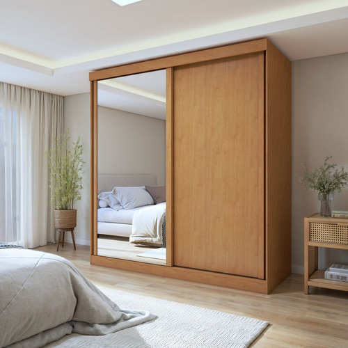 Guarda-roupa Casal 2 Portas 2 Gavetas Zeine Com Espelho