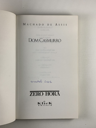 Livro Dom Casmurro Machado De Assis Zero Hora - C1