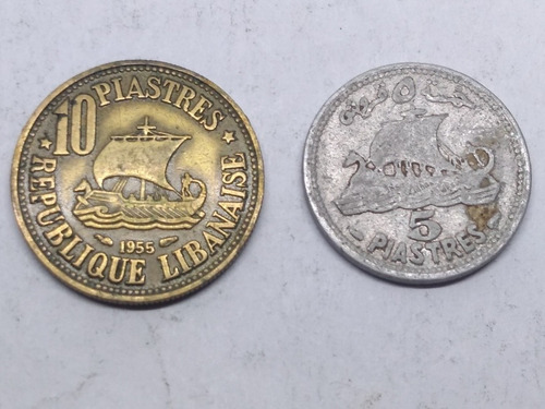 Monedas Líbano 10 Y 5 Piastras 2 Piezas  Años 50's Envio $60