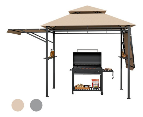 Gazebo Para Asados De Patio De 13,5 X 4 Pies Con Toldo Gpl Beige