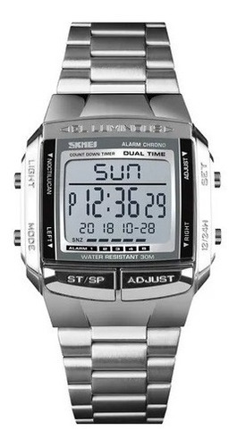 Reloj Skmei 1381 Acero Digital Cronometro Alarma Sumergible
