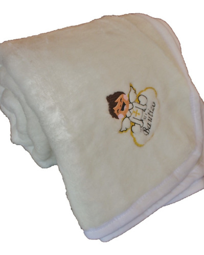 Imagen 1 de 6 de Cobertor Bautizo Bordado 1.40x1.10 Color Blanco Suavecito