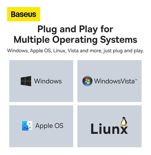 Hub Adaptador Con Conector Usb-c 1mt Y 4 Usb-a 3.0 Baseus