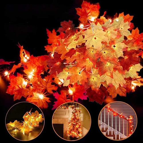 Luces Led De Cadena De Hojas De Arce Simuladas De Halloween