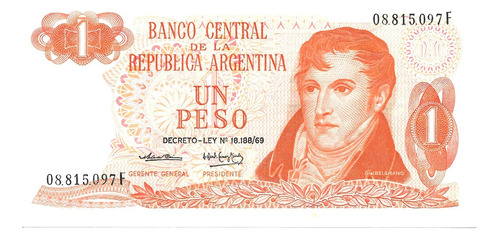 Bottero 2319a Billete De 1 Peso Ley 18.188 Año 1974 - Aunc