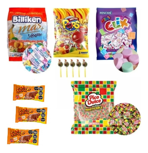 Combo N°5 Golosinas Cumpleaños X 10 Chicos Caramelo Chupetin