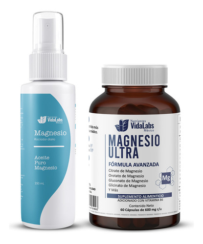 Pack De Magnesio Ultra Y Aceite Puro De Magnesio Nutrientes Vidalabs México