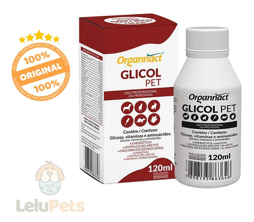 Suplemento Vitamínico Energético Organnact Glicol Pet 120ml 