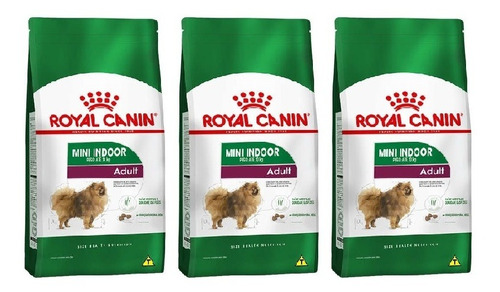 Ração Royal Canin Mini Indoor 2,5kg Cães Adultos Kit 3 Unid.