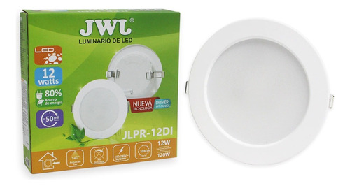 Plafón Led 12w Empotrable Luz Cálida Redondo Di 8 Pzs Jwj