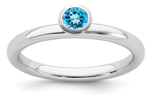 Anillo Stackable Expressions Con Topacio Azul Alto, Plata De