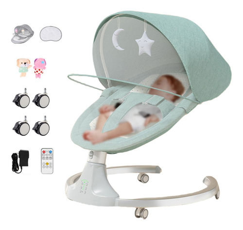 Columpio Mecedora Eléctrica Hamaca Para Bebé Con Mosquitera Color Verde Columpio Mecedor Verde Dfilio YLY