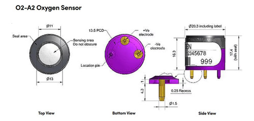 Sensor De Oxigeno Detectores 4 Gases Bw Msa Dg 500 Altair 4 Violeta
