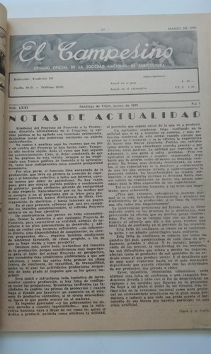 Revista El Campesino Vol. Lxxi No 3 Marzo 1939. J (Usado)
