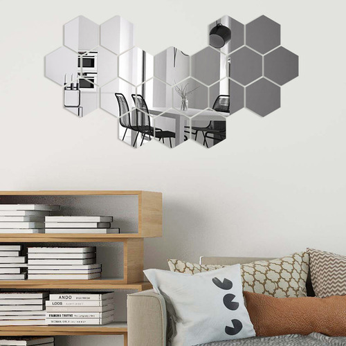 Adhesivos De Pared Con Espejo Hexagonal, Acrílicos Extraíble