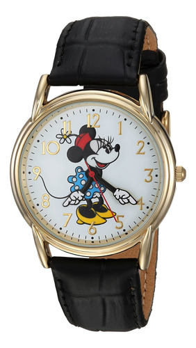 Reloj Mujer Disney Wds000410 Cuarzo Pulso Negro En Cuero