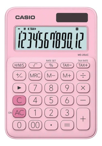 Calculadora De 12 Dígitos Color Rosado Ms-20uc-pk Casio.