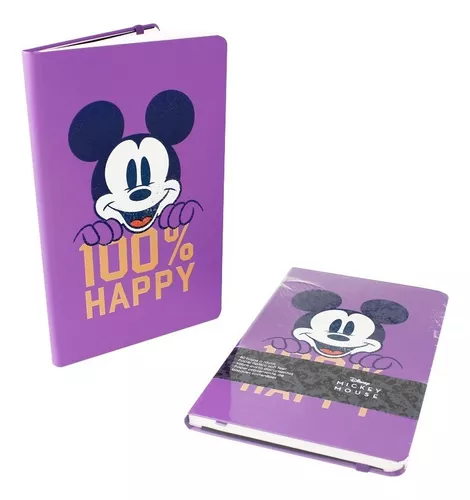 Libreta Disney Mickey Mouse Happy. Cuaderno Pasta Dura D&f29 Color Morado