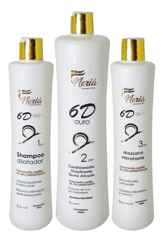 Progressiva 6d Ouro Neriá Shampoo + Condicionador + Máscara