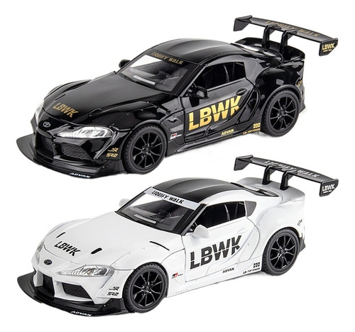 Toyota Supra Gr Miniatura Metal Coche Blanco Y Negro 2pcs