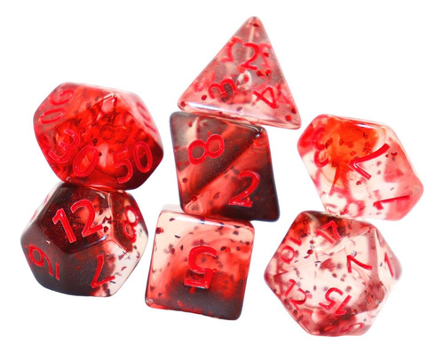 7 Piezas De Dados Poliédricos D6 D4 D8 D10 D12 D20 Rojo