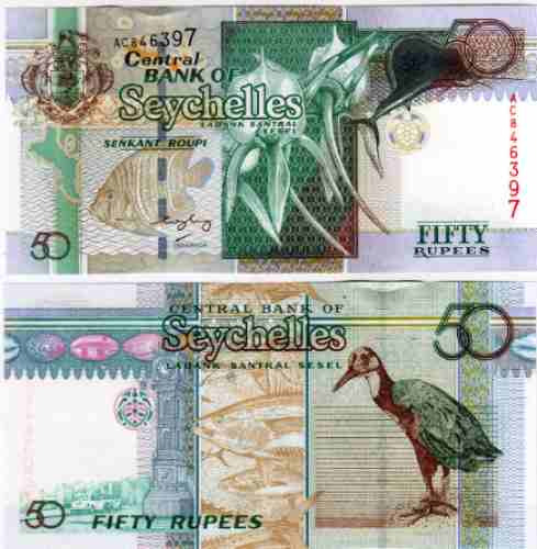 Billete Seychelles 50 Rupias Peces Año 2005 Sin Circular