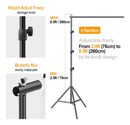 Soporte Para Fotos Emart, 8,5 X 10 Pies, Ajustable Con Bolsa