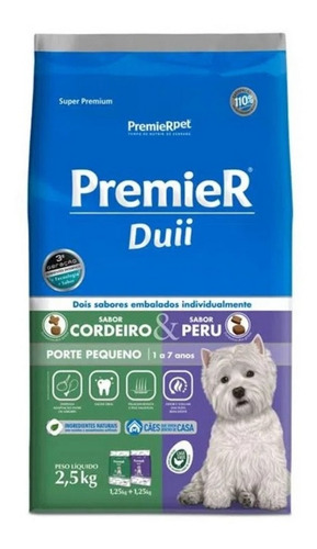 Ração P/ Cães Pequenos Duii Cordeiro E Peru 2,5kg Premierpet